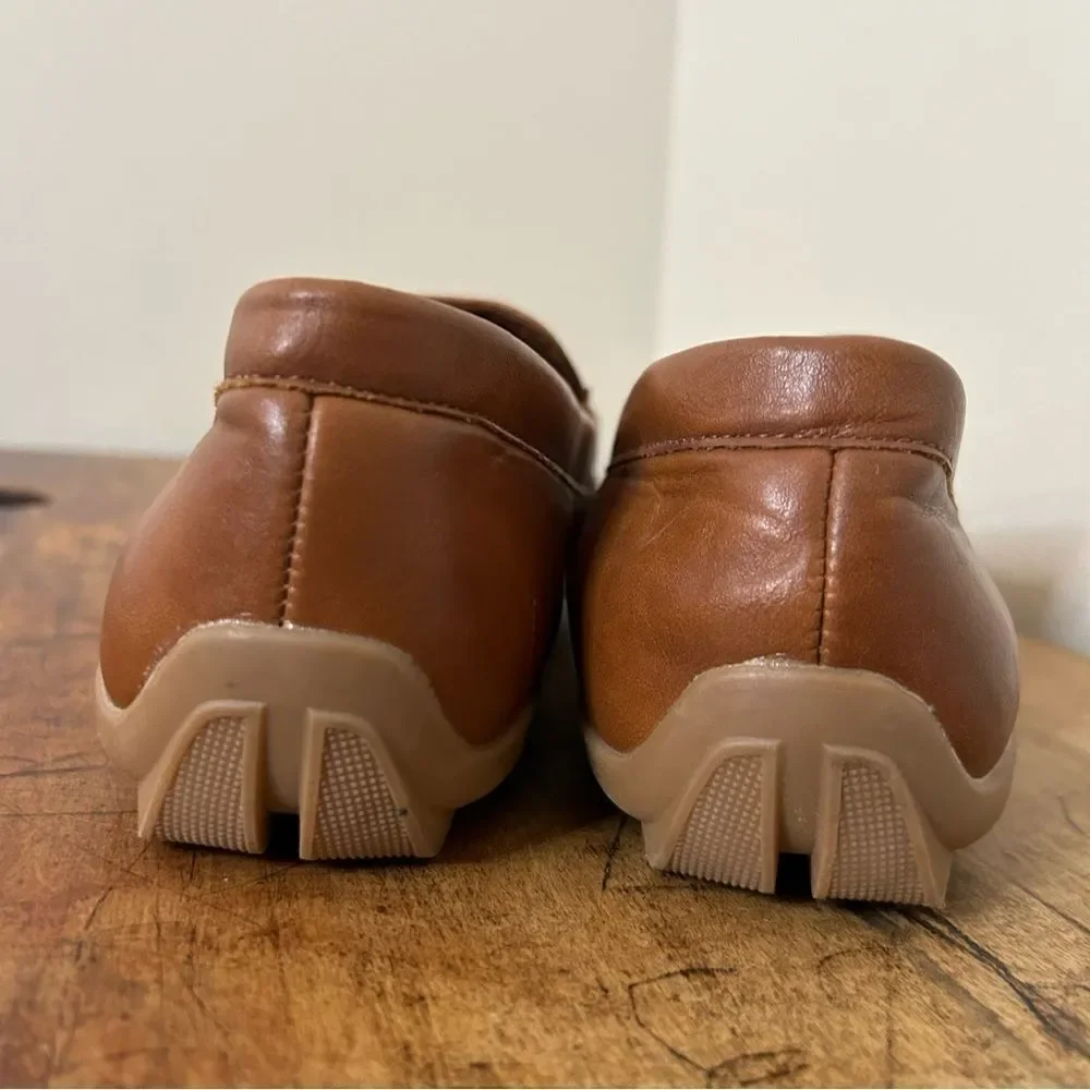 Kenneth Cole Reaction Brown Faux Leather Loafers Men's 5 Great Used Condition